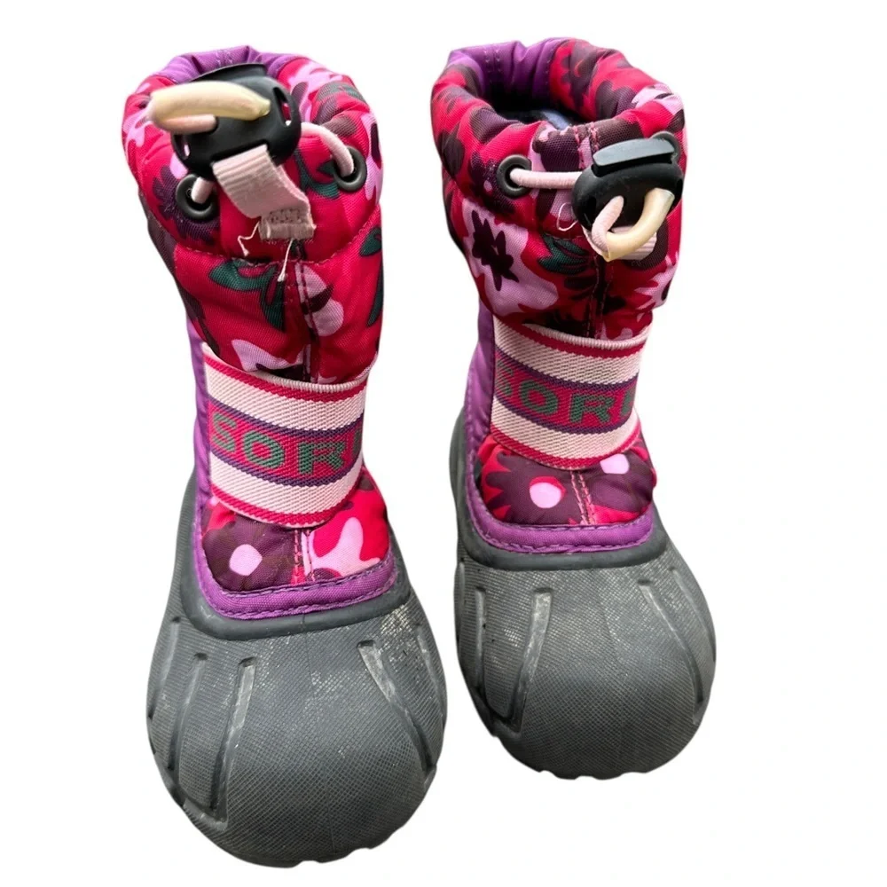 Sorel Pink and Purple Floral kids Winter Boots snow size 6